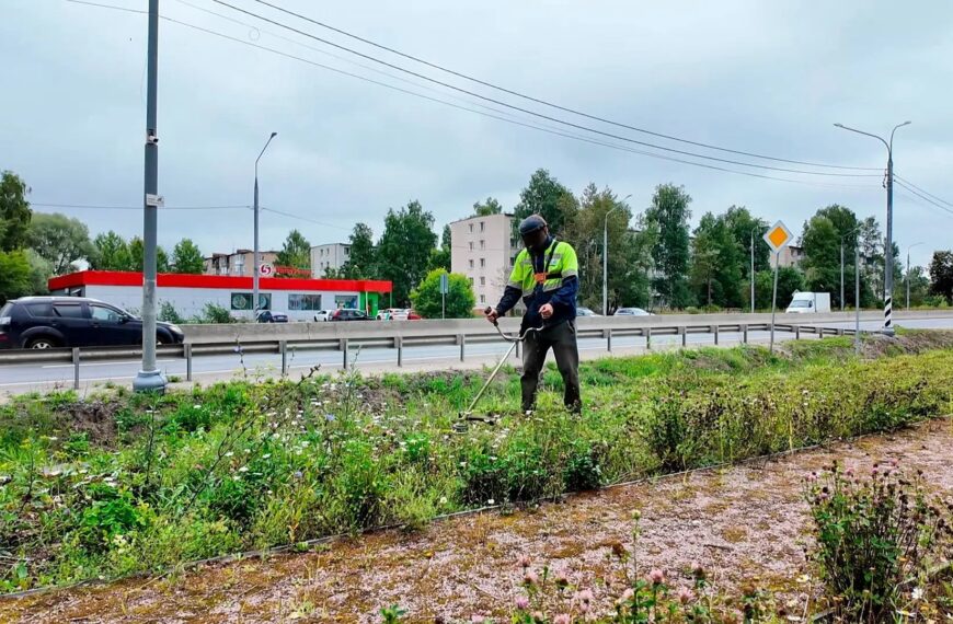 Сотрудники «Клинского городского хозяйства» приводят в порядок въездные группы (12+)